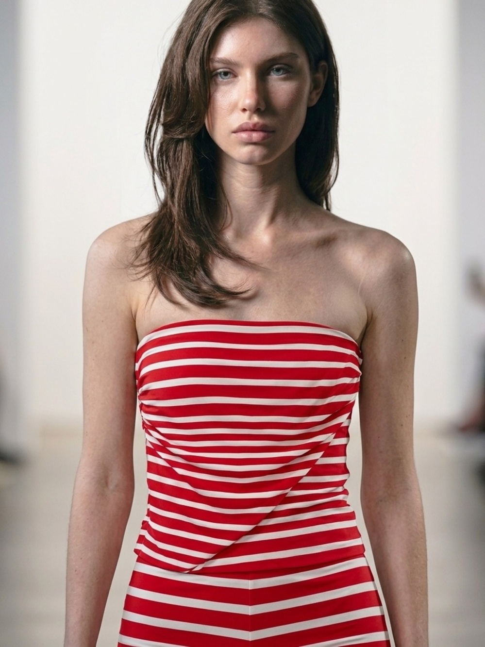 CAbi Red and White Striped Tube Top